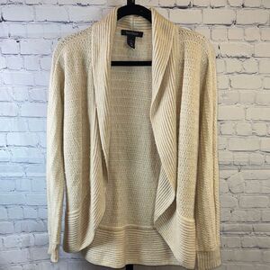 White House Black Market Cream Open Cardigan Sz Med